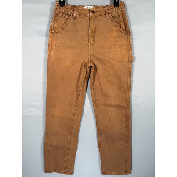 Ardene Denim - Women's Carpenter Mom Pants Brown Y2K Distressed Stretch Ardene S/P 26x27"